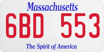 MA license plate 6BD553