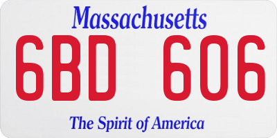 MA license plate 6BD606