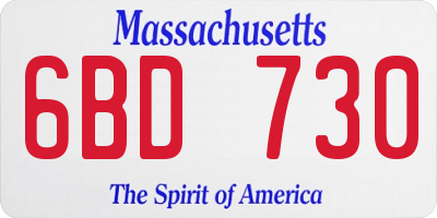 MA license plate 6BD730