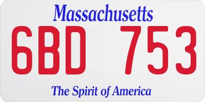 MA license plate 6BD753
