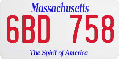 MA license plate 6BD758