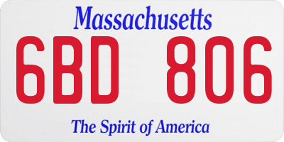 MA license plate 6BD806