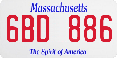 MA license plate 6BD886