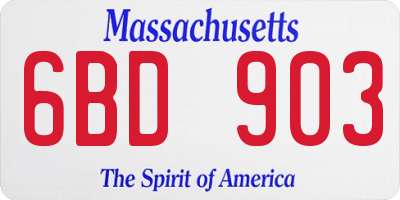 MA license plate 6BD903