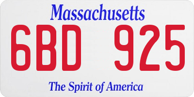 MA license plate 6BD925