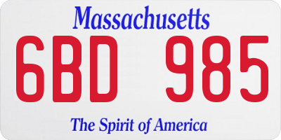 MA license plate 6BD985