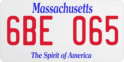 MA license plate 6BE065
