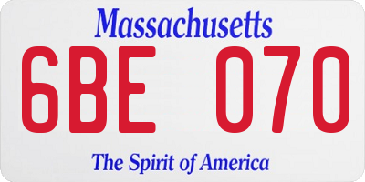 MA license plate 6BE070
