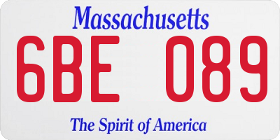 MA license plate 6BE089