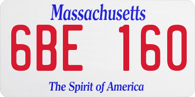 MA license plate 6BE160