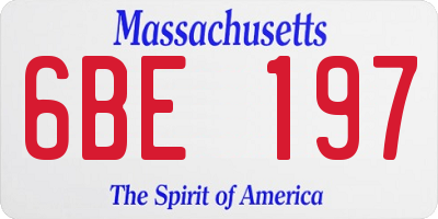 MA license plate 6BE197