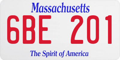 MA license plate 6BE201