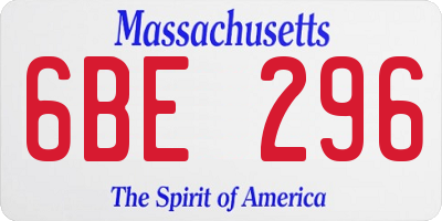 MA license plate 6BE296
