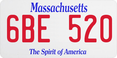 MA license plate 6BE520
