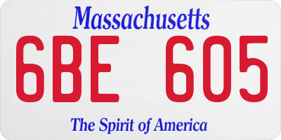 MA license plate 6BE605