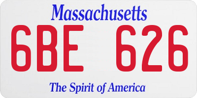 MA license plate 6BE626