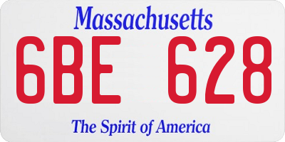 MA license plate 6BE628