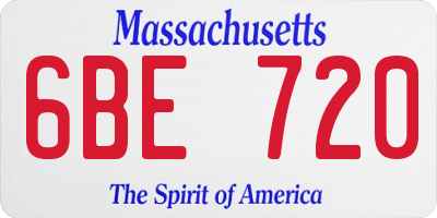 MA license plate 6BE720