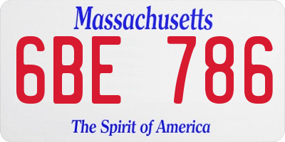 MA license plate 6BE786