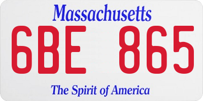 MA license plate 6BE865