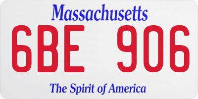 MA license plate 6BE906