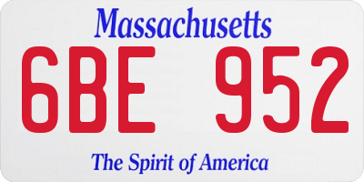 MA license plate 6BE952