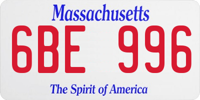 MA license plate 6BE996
