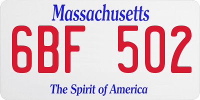MA license plate 6BF502