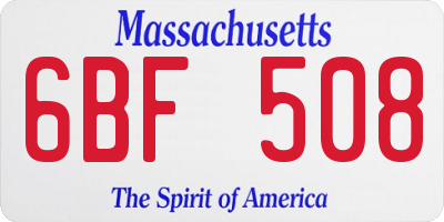 MA license plate 6BF508