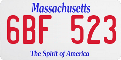 MA license plate 6BF523