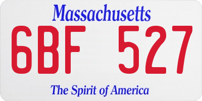 MA license plate 6BF527