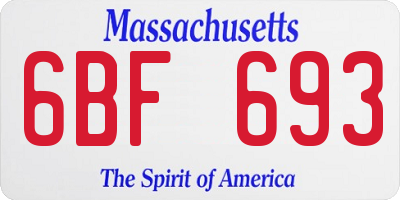 MA license plate 6BF693
