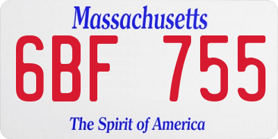 MA license plate 6BF755
