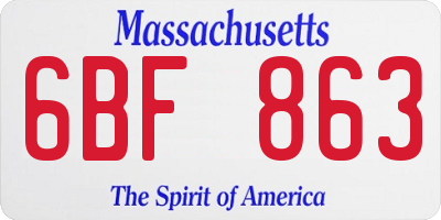 MA license plate 6BF863