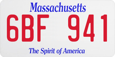 MA license plate 6BF941