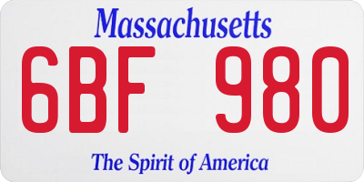 MA license plate 6BF980