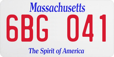 MA license plate 6BG041
