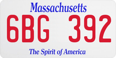 MA license plate 6BG392
