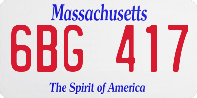 MA license plate 6BG417