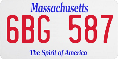 MA license plate 6BG587