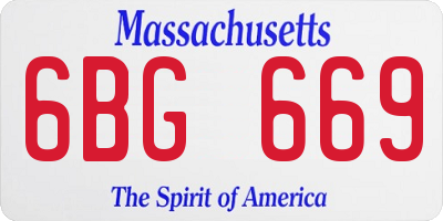 MA license plate 6BG669