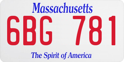 MA license plate 6BG781