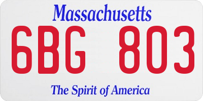 MA license plate 6BG803