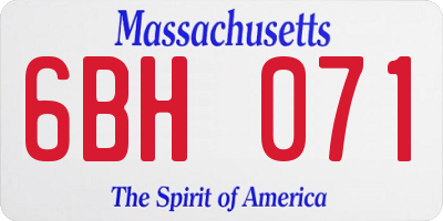 MA license plate 6BH071