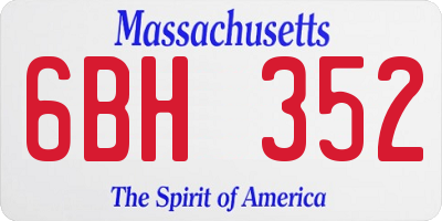 MA license plate 6BH352