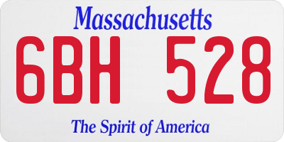 MA license plate 6BH528