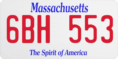 MA license plate 6BH553