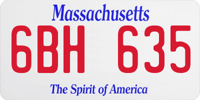 MA license plate 6BH635