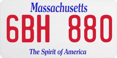 MA license plate 6BH880
