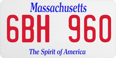 MA license plate 6BH960